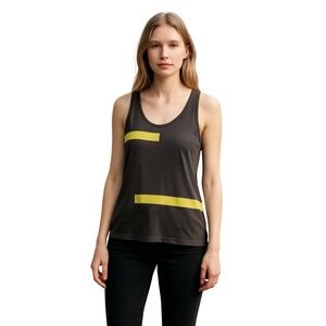 Lisa Todd Tank Top Large Sleeveless Gray Yellow Geometric Casual Knit Rare Large